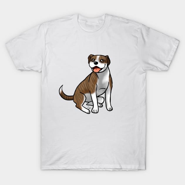 Dog - American Pit Bull - Brindle and White T-Shirt by Jen's Dogs Custom Gifts and Designs